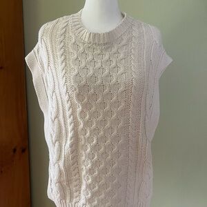 Aqua- Women's Cream Cable Knit Sweater vest